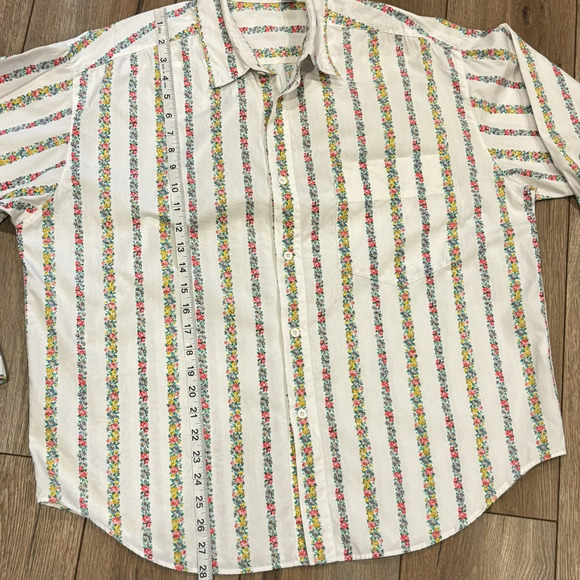 VINTAGE Esprit Sport Button Shirt Blouse Women’s Large White Petite Flowers 90s - Picture 7 of 8